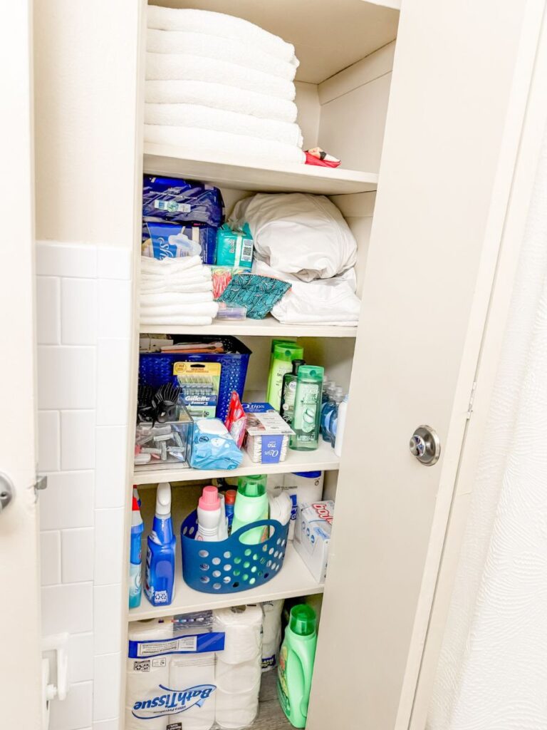 Stocked bathroom cabinet