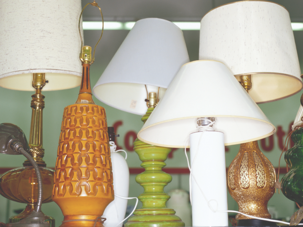 Mismatched lamps at a thrift store