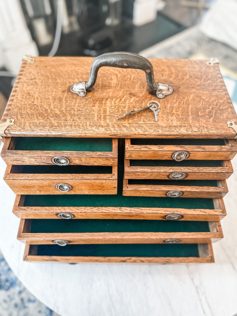 Antique tool box I turned into a jewelry box